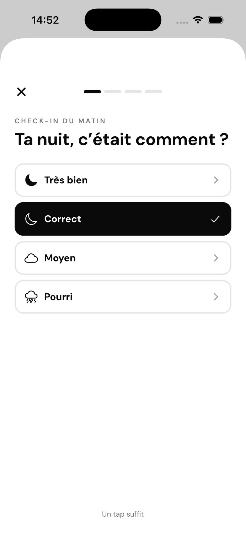 Check-in du matin